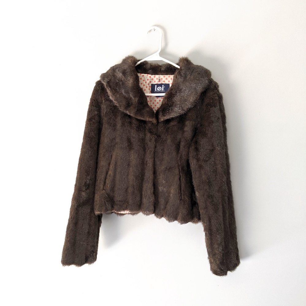 Lei Womens Faux Mink Fur Jacket